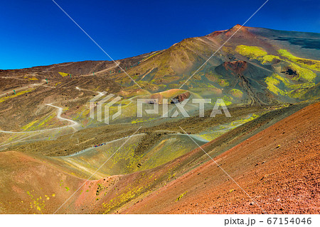 Beautiful landscape of Mount Etna with numerous craters 67154046