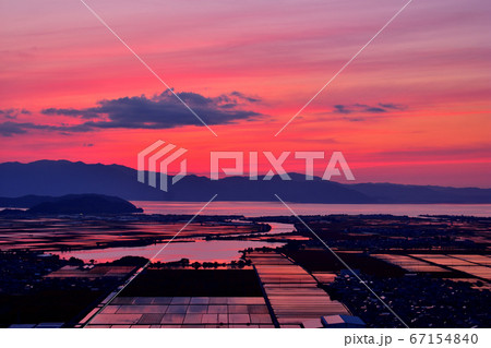 能登川水田夕照 67154840