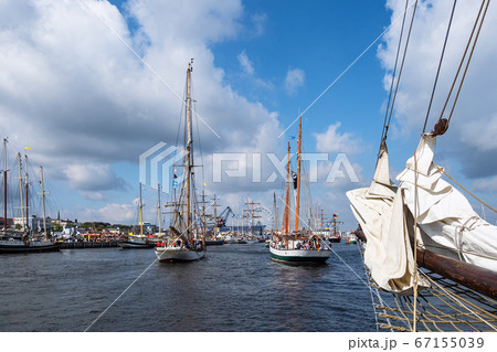 Windjammer on the Hanse Sail in Rostock, Germany 67155039