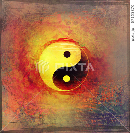 Grunge vintage yin yang symbol Grunge vintage yin yang symbol 67155870