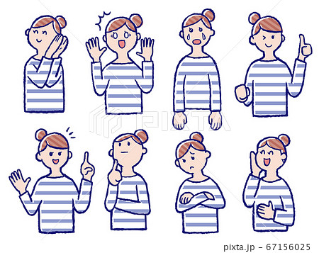 女性の表情のセット 67156025