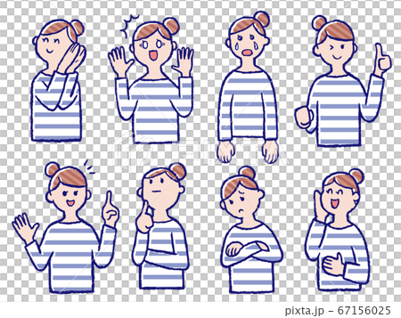 女性の表情のセット 67156025