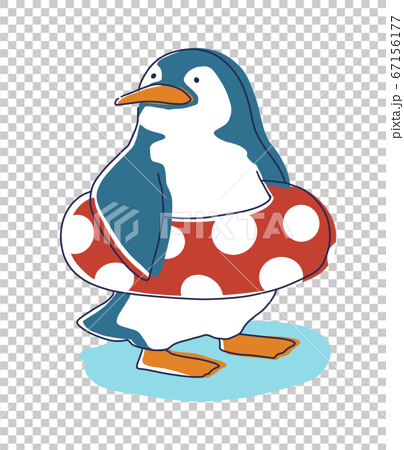 ペンギン 海 浮き輪 イラストのイラスト素材