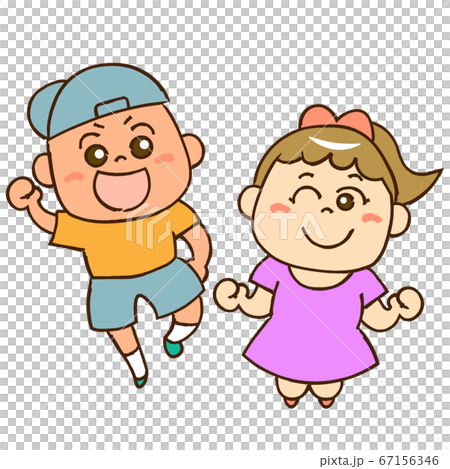 Children jumping ② - Stock Illustration [67156346] - PIXTA