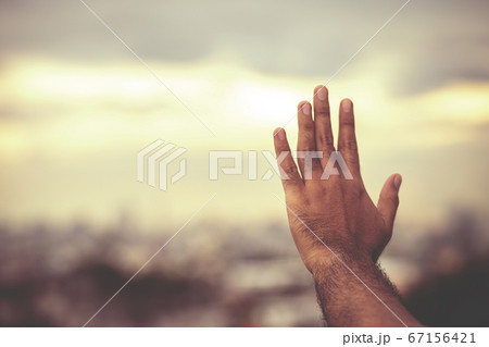 Man hands praying for blessing from god 67156421
