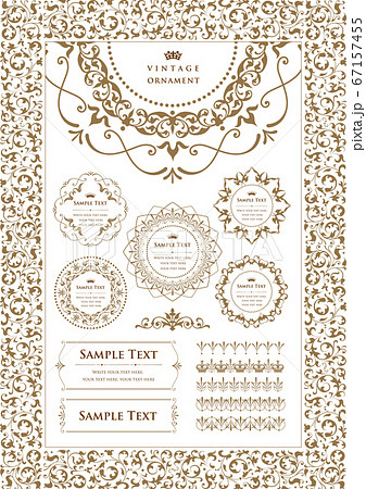 ビンテージオーナメントセット。ボーダーや各種フレーム素材。 67157455