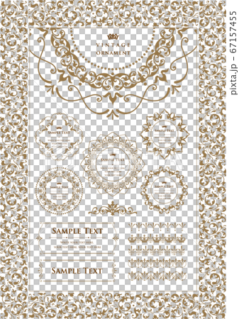 ビンテージオーナメントセット。ボーダーや各種フレーム素材。 67157455