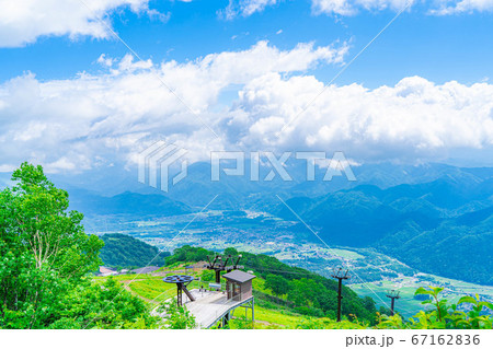 白馬五竜高山植物園から見た眼下に広がる白馬村 【長野県】 白馬五竜高山植物園から見た眼下に広がる白馬村 【長野県】 67162836
