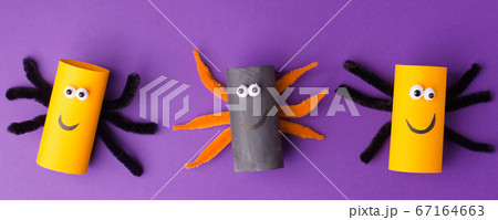 Halloween toy collection of spiders on purple for 67164663