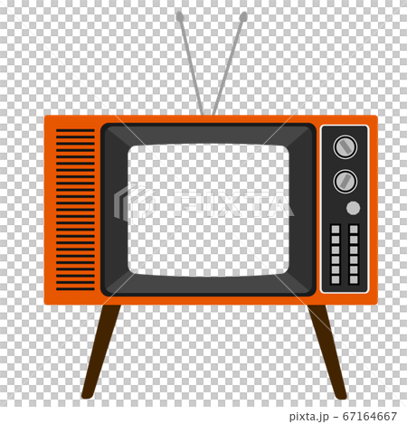 リアルでレトロな可愛いテレビ 脚付き フレームイラスト（ブラウン管の部分が透明もしくは白です）  67164667