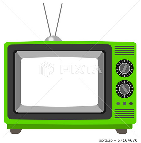 リアルでレトロな可愛いテレビ フレームイラスト 緑 ブラウン管の部分が透明もしくは白です のイラスト素材 67164670 Pixta