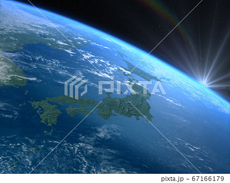 日本　JAPAN　地球　日本地図　CG 宇宙　太陽 67166179