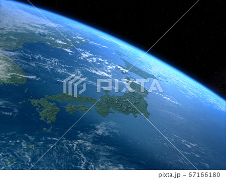 日本　JAPAN　地球　日本地図　CG 宇宙 67166180