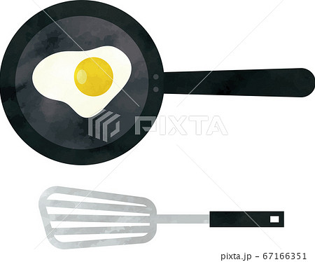 フライパンと目玉焼き　水彩風 67166351