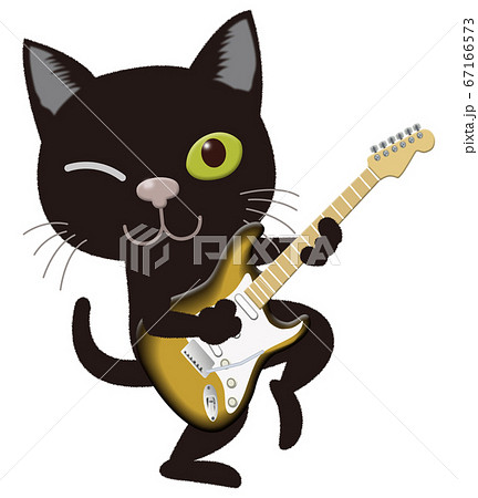 ギター黒猫 02のイラスト素材