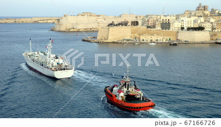 クルーズ船から望むマルタ島バレッタの港,マルタ共和国 クルーズ船から望むマルタ島バレッタの港,マルタ共和国 67166726