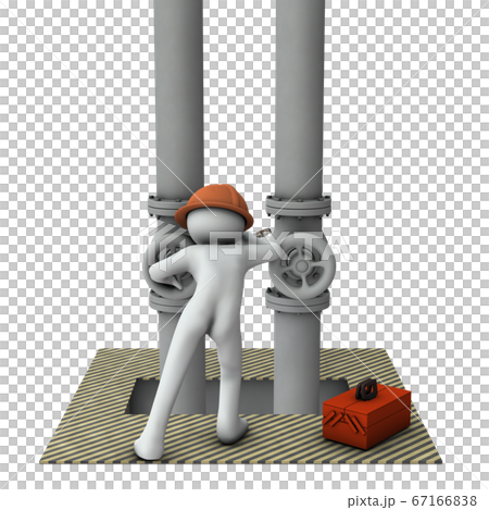 配管工事中のエンジニア。3Dレンダリング。 67166838