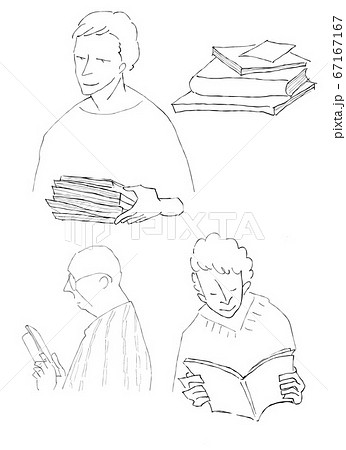 読む人 本 読書 雑誌 ペン画 男性のイラスト素材 読む人 本 読書 雑誌 ペン画 男性のイラスト素材