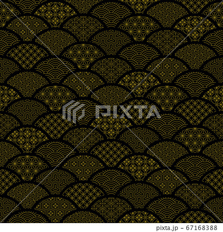 おせち広告用 黒の和風背景 金の青海波 おせち広告用 黒の和風背景 金の青海波 67168388