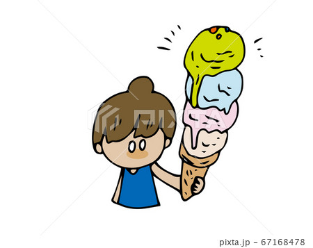 4段重ねアイスクリームを持つ女の子のイラスト素材 [67168478] - PIXTA