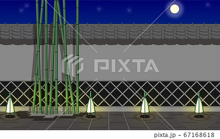 竹灯りのある和風外壁夜景パース 67168618