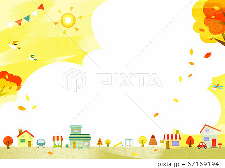 秋の街バックグラウンド　水彩テクスチャ 67169194