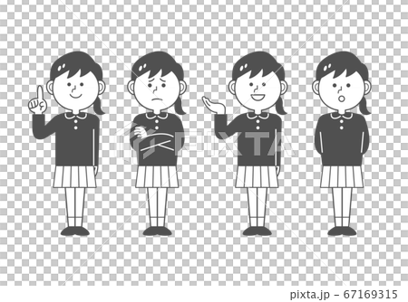 色々なポーズの女の子 全身のイラスト素材