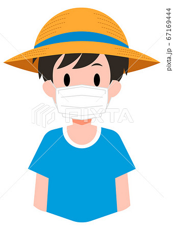 マスクをしている 男の子のイラスト素材