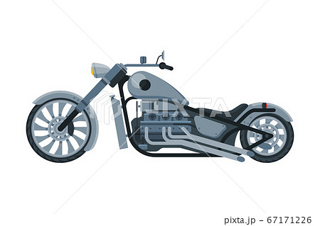 Chopper Motorcycle, Motorbike Vehicle, Side View Flat Vector Illustration 67171226