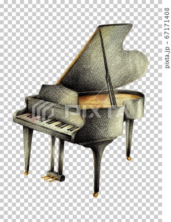 黒いグランドピアノ 手描きのイラスト素材