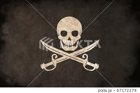汚れた 海賊旗 イラスト ドクロマーク のイラスト素材