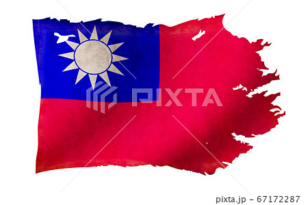 汚れて破れた国旗イラスト 台湾のイラスト素材