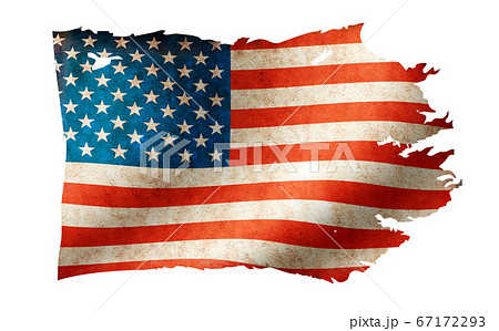 汚れて破れた旗イラスト アメリカ 米国 Usaのイラスト素材