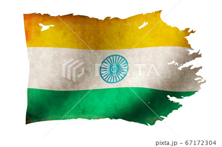 汚れて破れた国旗イラスト インドのイラスト素材