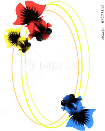 タテ向き金魚フレーム 黄色 のイラスト素材