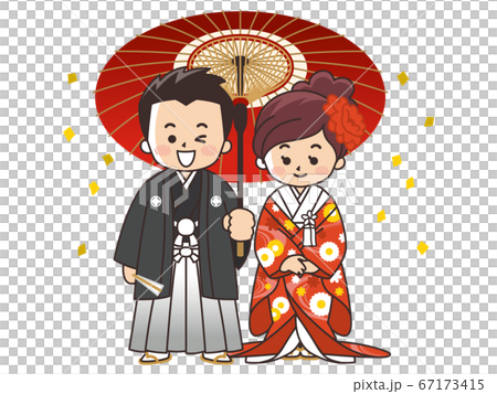 和装の新郎新婦 紋付袴 色打掛 結婚式 和装の新郎新婦 紋付袴 色打掛 結婚式 67173415