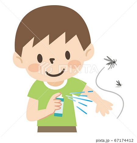 虫除けスプレーをかける男の子のイラストレーション 虫除けスプレーをかける男の子のイラストレーション 67174412