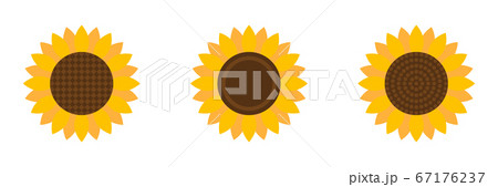 Set of colorful Sunflowers. Flat icons. Vector illustration. Flat icon. Isolated elements on white background. Great for the design of banners, decoration, logo, label, stickers, cards, textiles, etc. 67176237