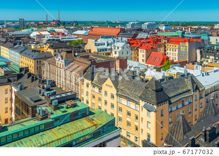 Panoramic view of Helsinki old city center, Finland 67177032