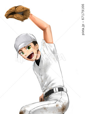 野球をする少年のイラスト素材