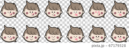 ステッカー風子どもの表情イラスト(ハッピー） 67179328