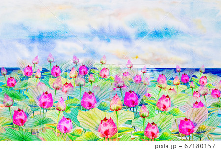 Watercolor painting on paper happy postcard 67180157