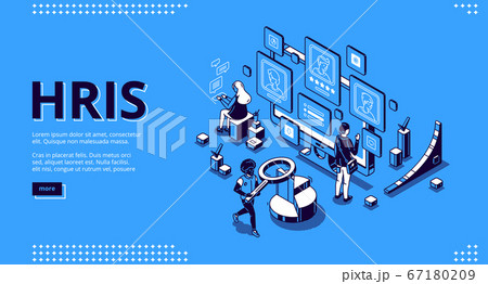 Hris isometric landing page. Human resources tech 67180209