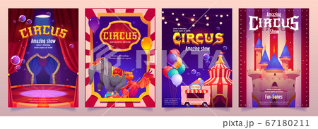 Carnival funfair flyers with circus tent 67180211