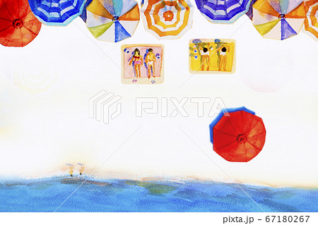 Painting watercolor seascape colorful of lovers, 67180267