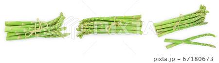 Fresh sprouts of asparagus isolated on white background. Set or collection Fresh sprouts of asparagus isolated on white background. Set or collection 67180673