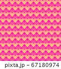 ショッキングピンクを背景にベージュ色の小さなハートが続くシームレスなリピート柄 67180974