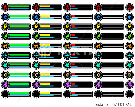 ゲーム アイコン 属性 タイプ Hp ネオンのイラスト素材