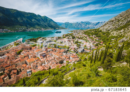 Historic town of Kotor with Bay of Kotor in summer, Montenegro, Balkans 67183645