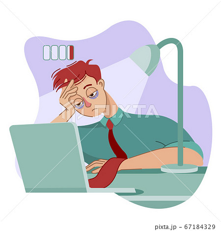 Cartoon Color Character Person Male Tired Exasperated Office Worker Concept. Vector 67184329